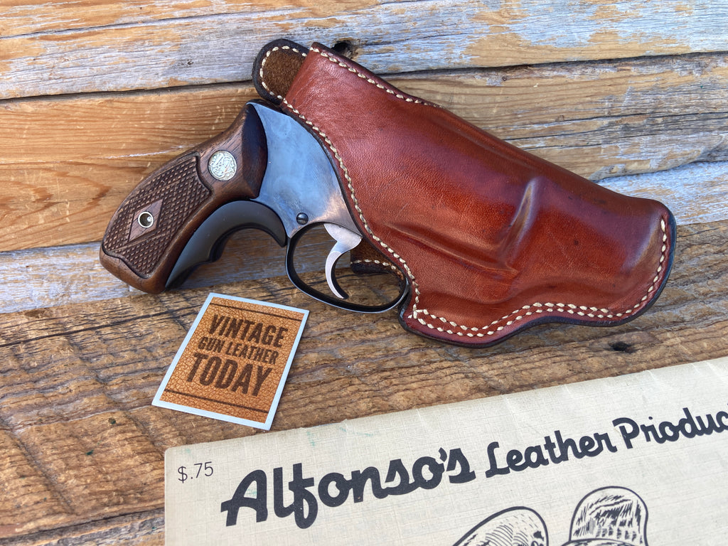 Vintage Alfonso's Plain Brown Leather Suede Lined Holster For S&W J Chief Mod 36