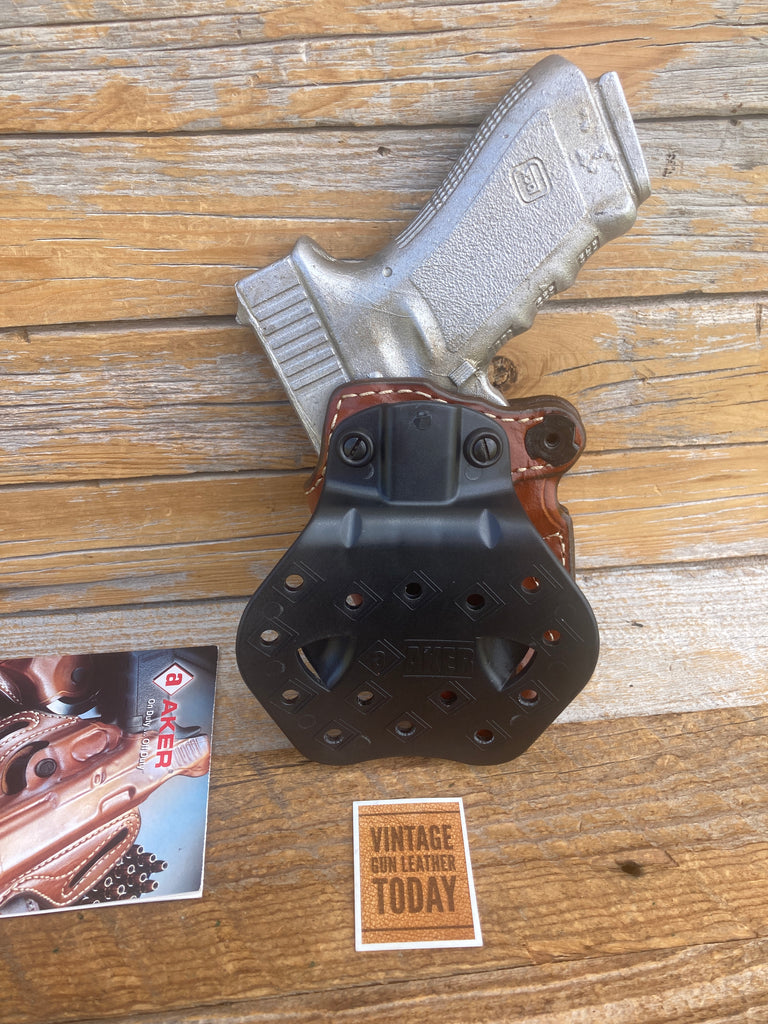 Discontinued AKER Brown Leather Open Top Paddle For GLOCK G17 G22 G31