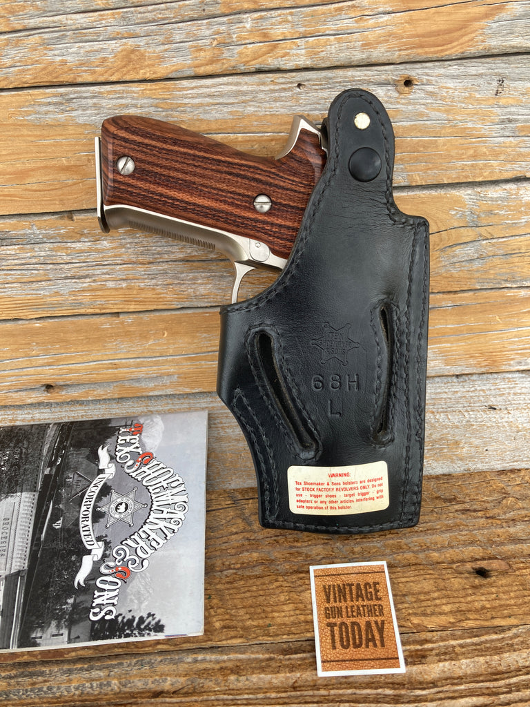 Vintage Tex Shoemaker High Ride Black Leather Lined OWB Holster For Sig P226