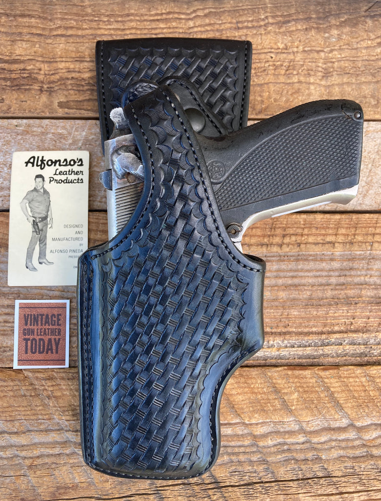 Alfonso's Black Basketweave Leather Lined Duty Swivel Holster For S&W 5906 LEFT