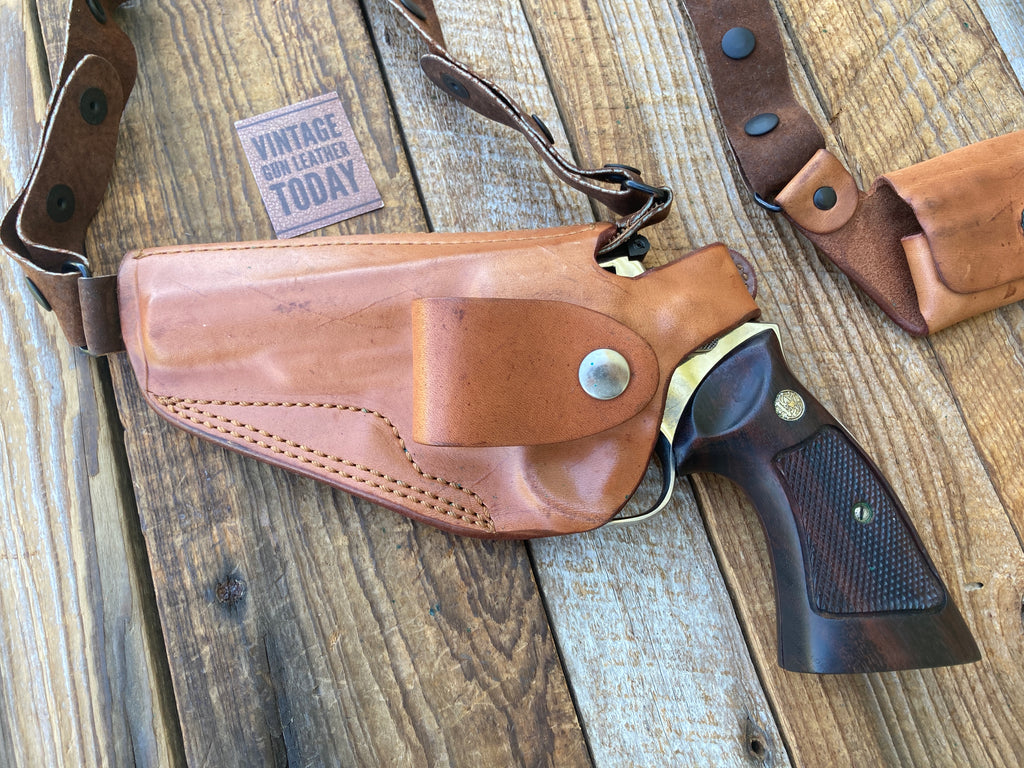 Vintage Cobra Brown Leather Shoulder Holster Rig For 4" S&W K Frame Revolver