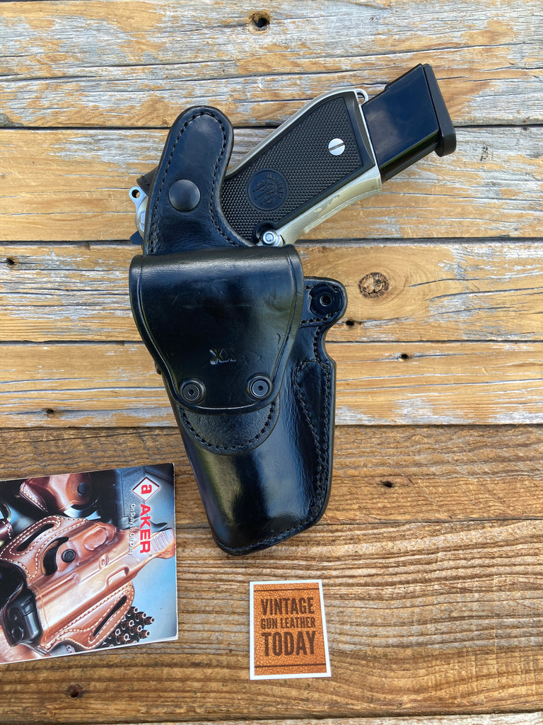 Aker Blue Line High Ride Black Leather Duty Holster For Beretta 92F