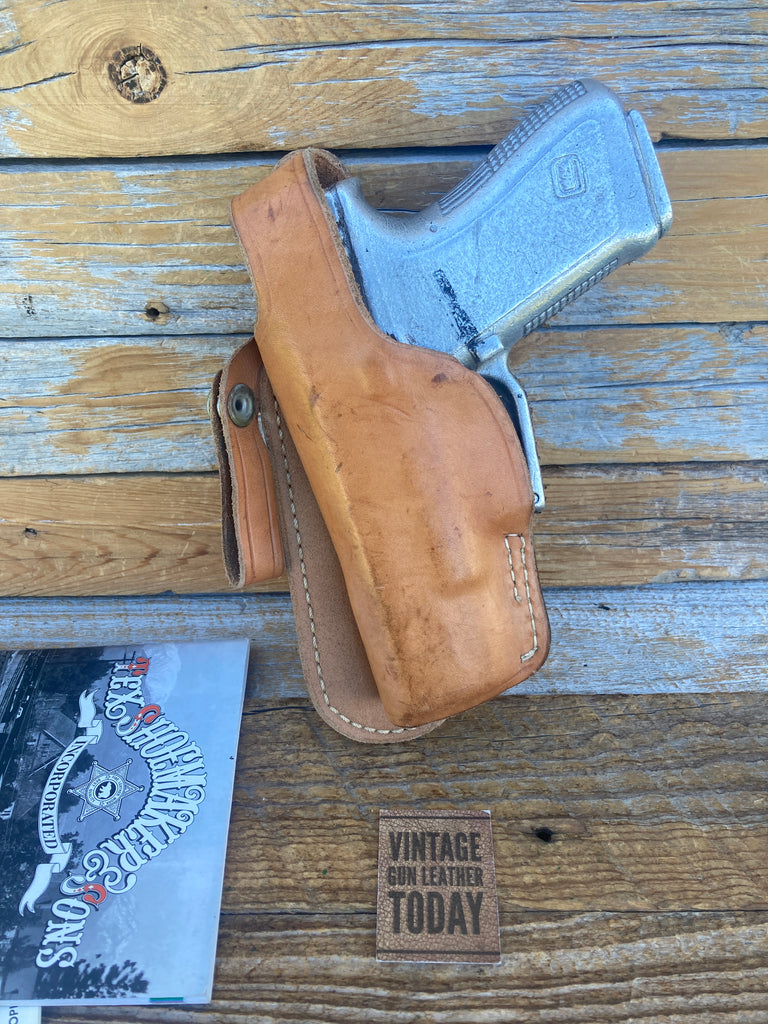 Tex Shoemaker Brown Leather Paddle Holster For Glock G19 G23 G32 LEFT 19 23 32