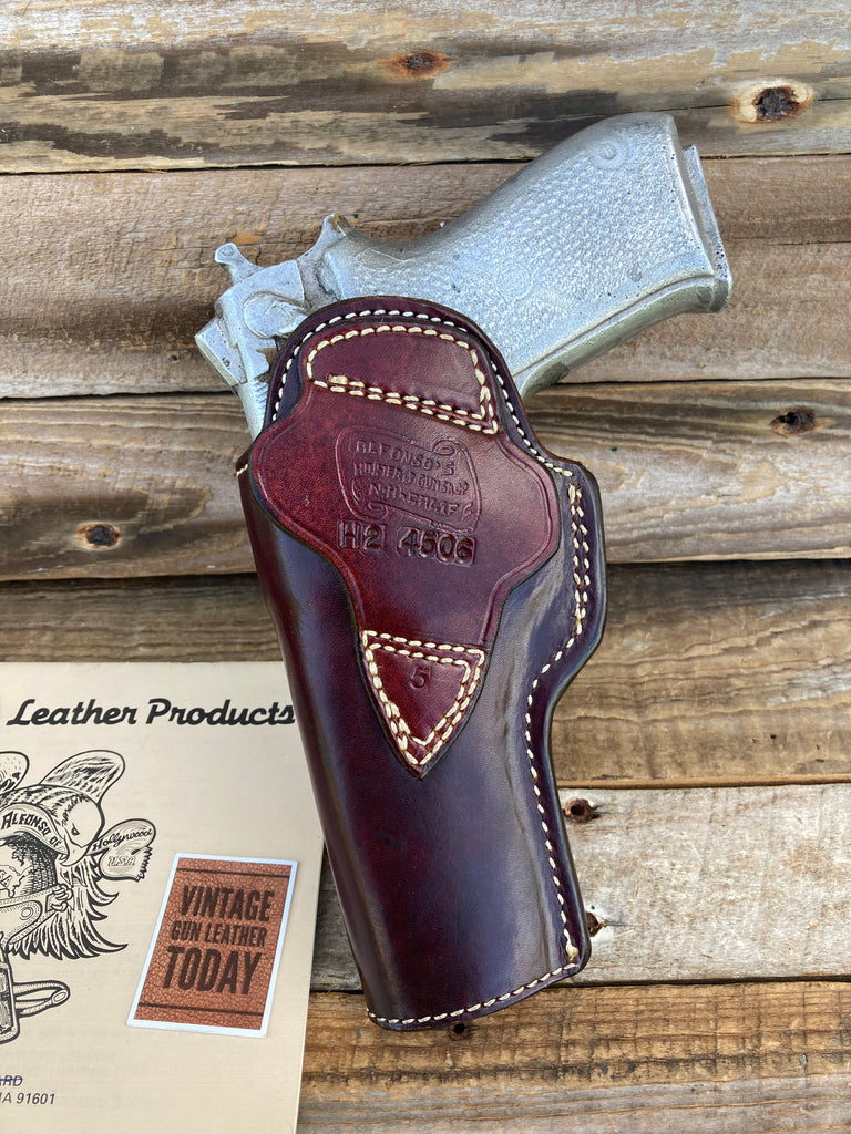 Alfonsos Of Hollywood Cordovan Leather Lined Holster For S&W 4506 Reinforced Lip