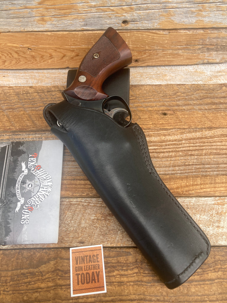 Tex Shoemaker Plain Black Leather 35K Border Holster For 6" K Frame Revolver LFT