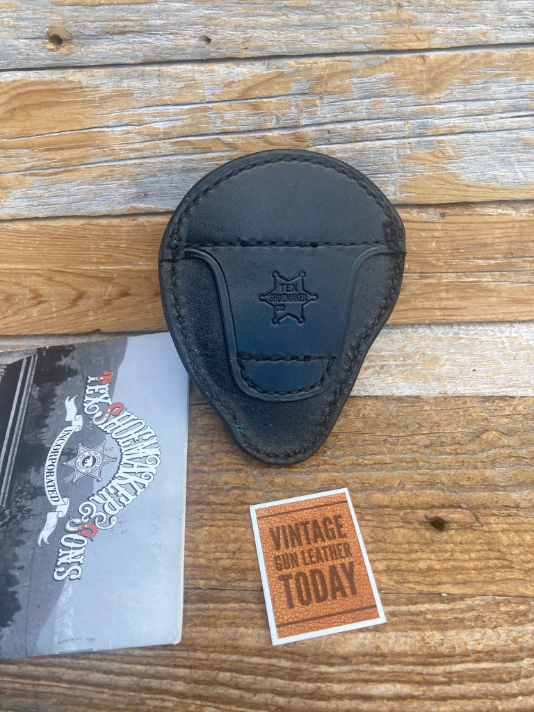 Vintage Tex Shoemaker 154 Plain Black Leather Open Top Chain Cuff Case 1  1/4