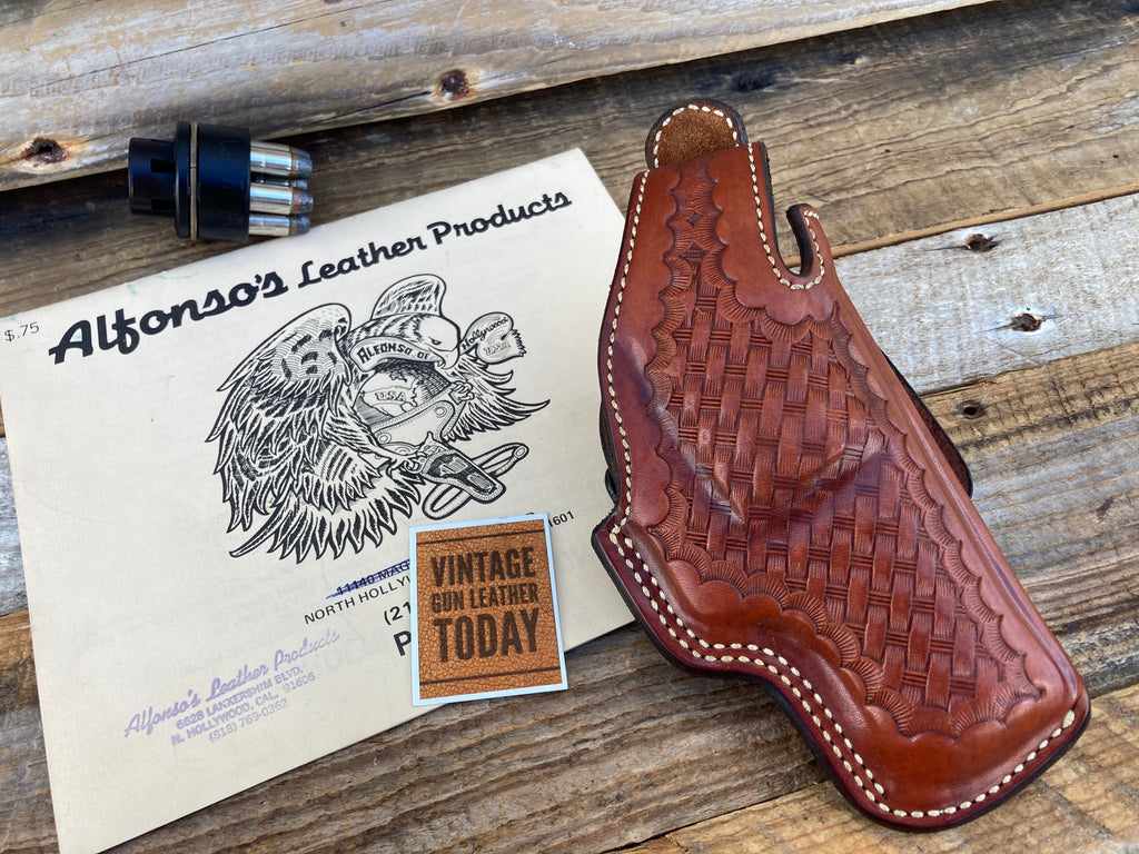 Alfonso's Brown Basketweave Lined Holster For S&W 586 686 L Frame Revolver 2.5