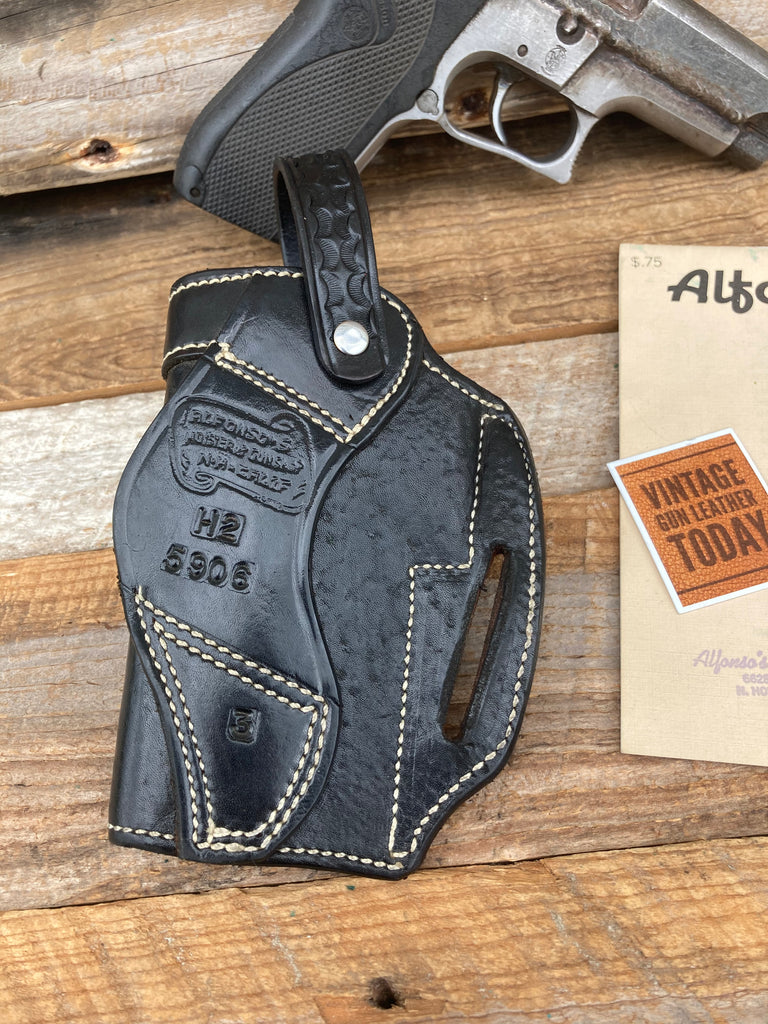 Alfonso's Black Basketweave Suede Lined reinforced Holster For S&W 5906