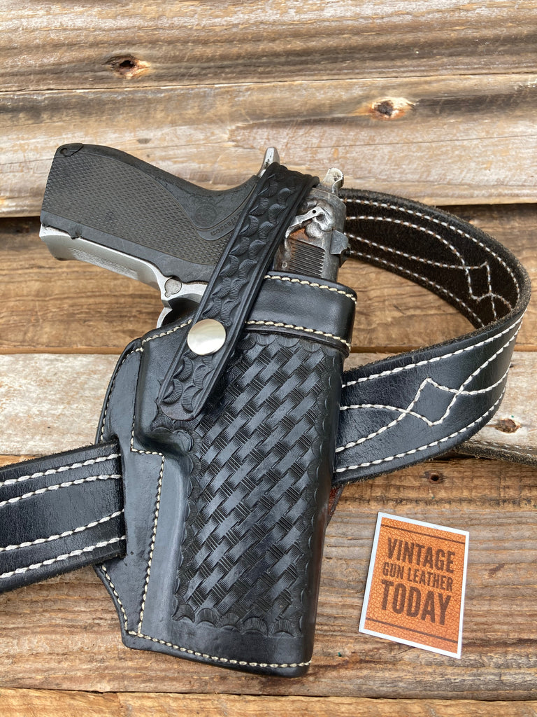 Alfonso's Black Basketweave Suede Lined reinforced Holster For S&W 5906