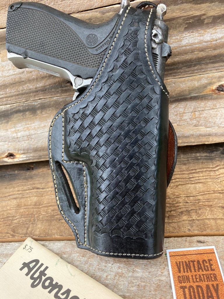 Alfonso's Black Basketweave Suede Lined Holster For S&W 5906 Thumb Break