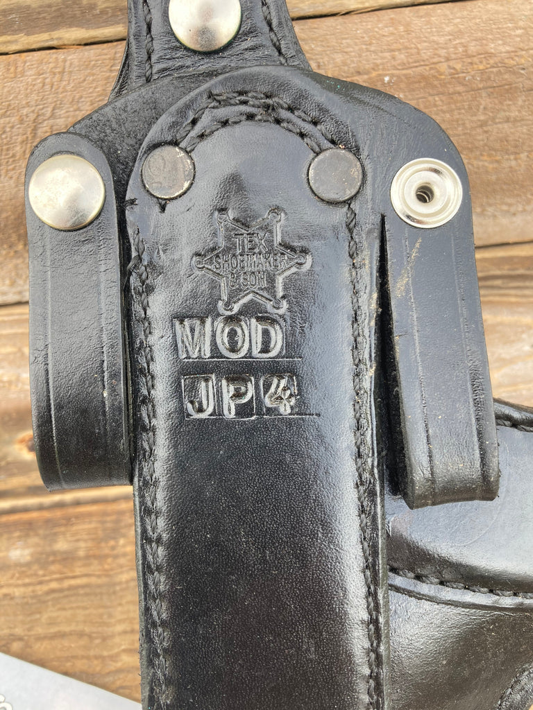 Vintage Tex Shoemaker Black Leather Paddle Holster For JP4 Pepper Gun PIEXON