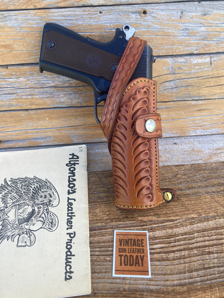 Alfonsos Brown Floral Leather Lined Holster For Colt 45 1911 Government 5"
