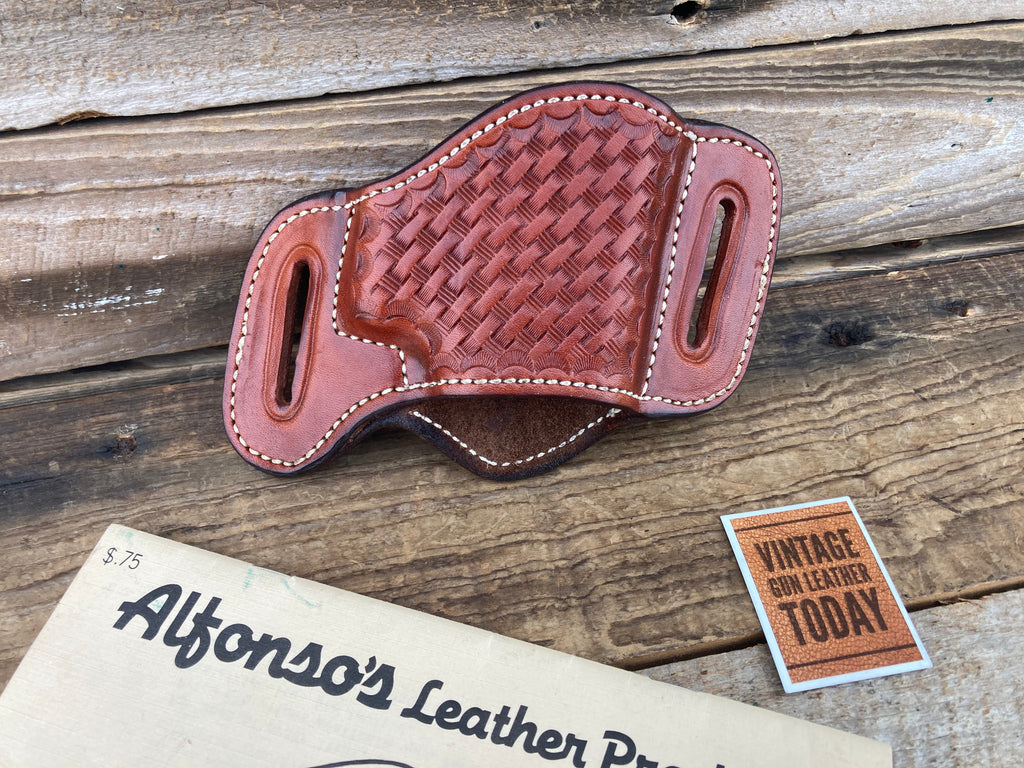 Alfonsos Brown Basket Leather Suede Lined Holster For S&W 4006 Square Trigger.