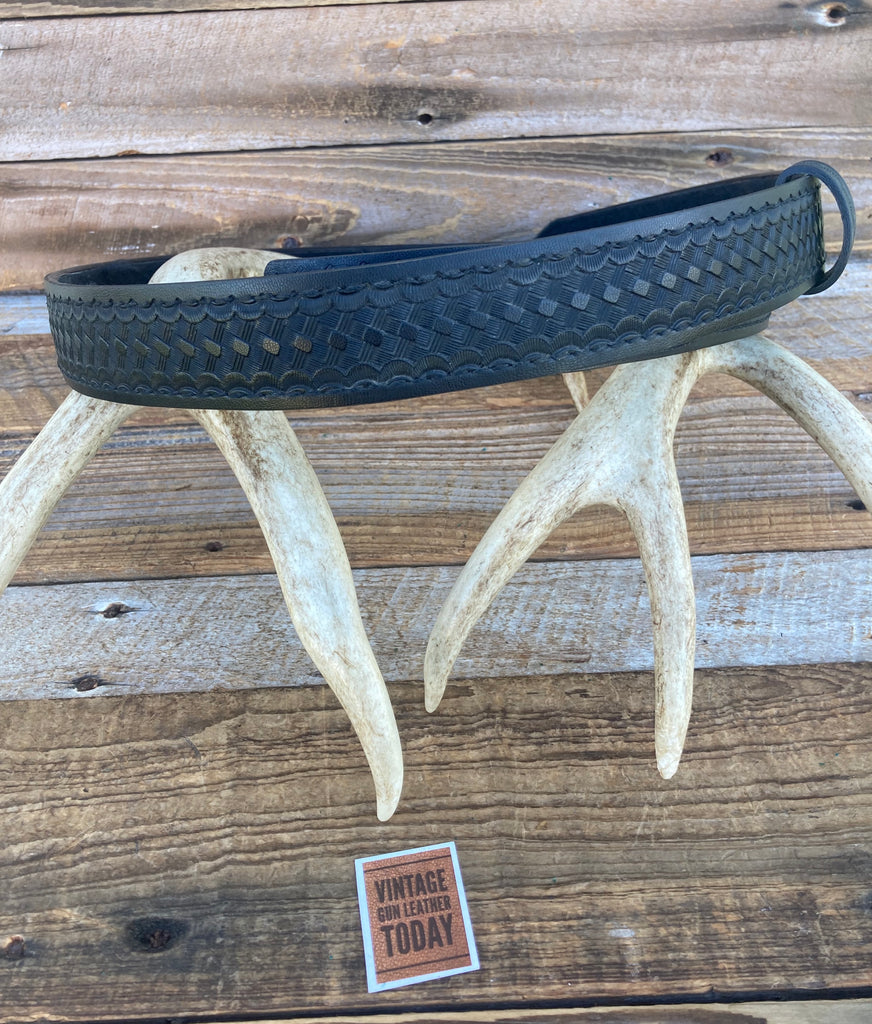 Vintage Safariland Competition Buckleless Trouser Belt Black Basketweave SZ 48