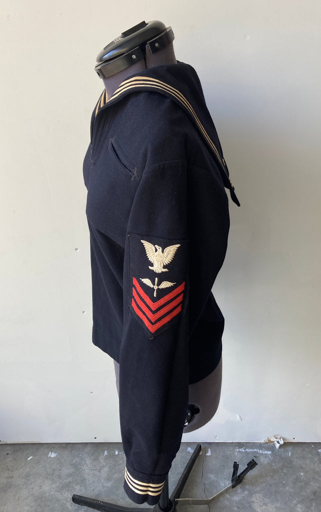 Original Military Vintage Navy Sailor Kracker Jack Blue Wool Tunic #2