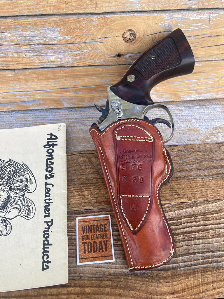 Alfonsos Brown Leather Lined Holster for S&W Med K Frame 4" Revolver IWB OWB