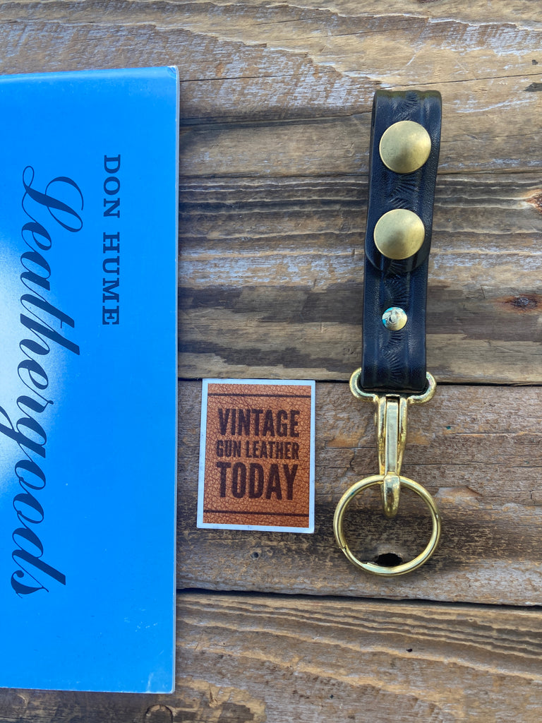 Vintage Don Hume Dark Brown Basket Police Duty Key Strap w/ Brass Hardware
