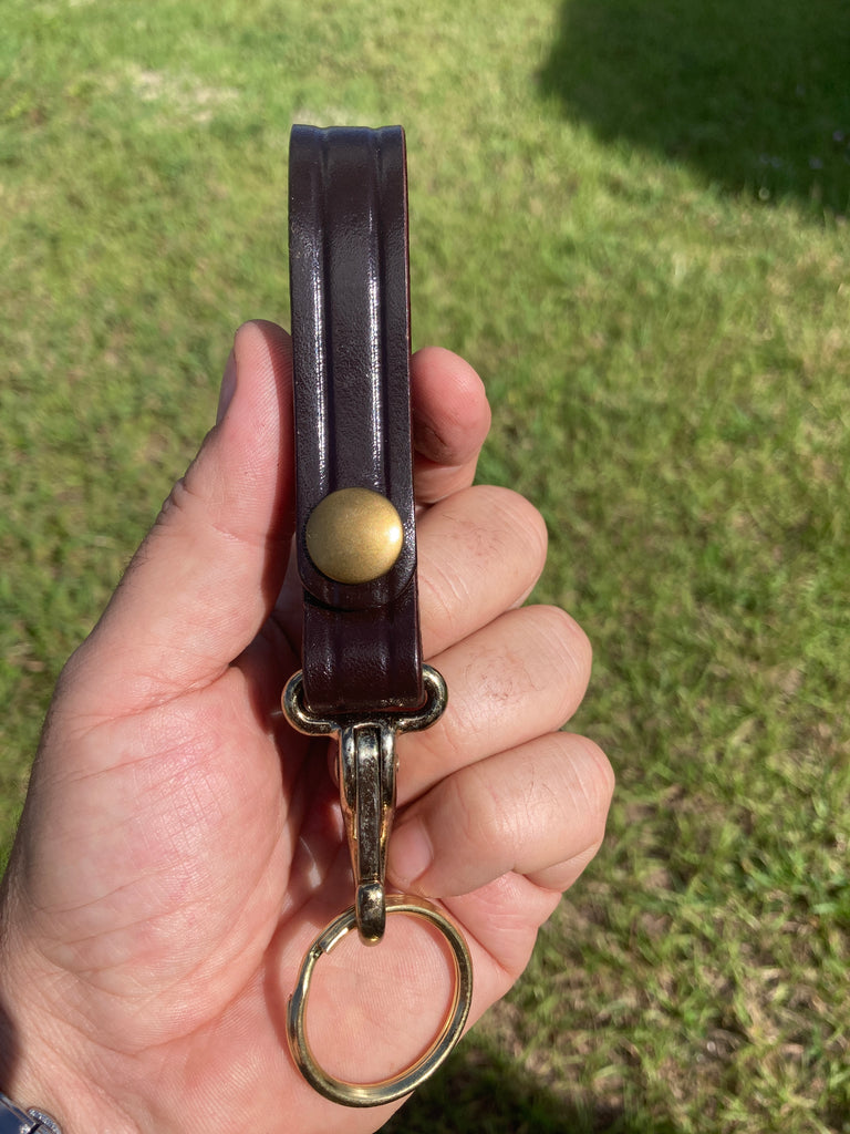Vintage Don Hume Dark Brown Plain Police Duty Key Strap w/ Brass Hardware