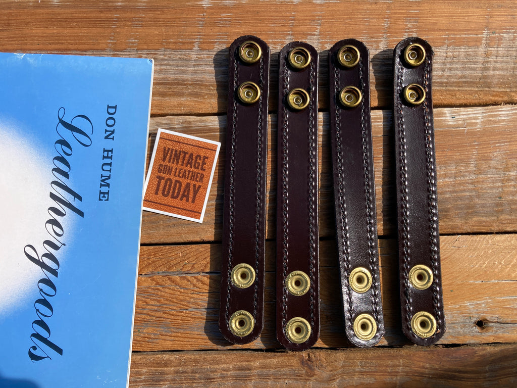 Don Hume Clarino Brown Plain Leather 1" Wide 4 Keeper Set Brass For Duty Belt