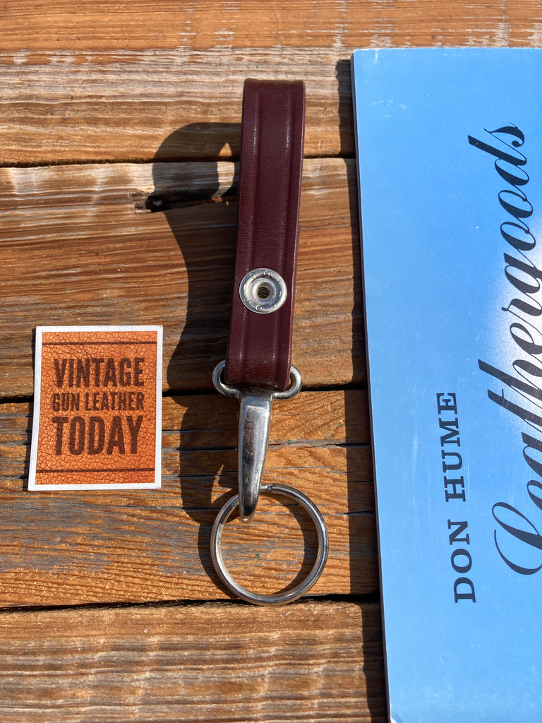 Vintage Don Hume Fairfax Brown Plain Leather Duty Key Strap w/ Nickel Hardware
