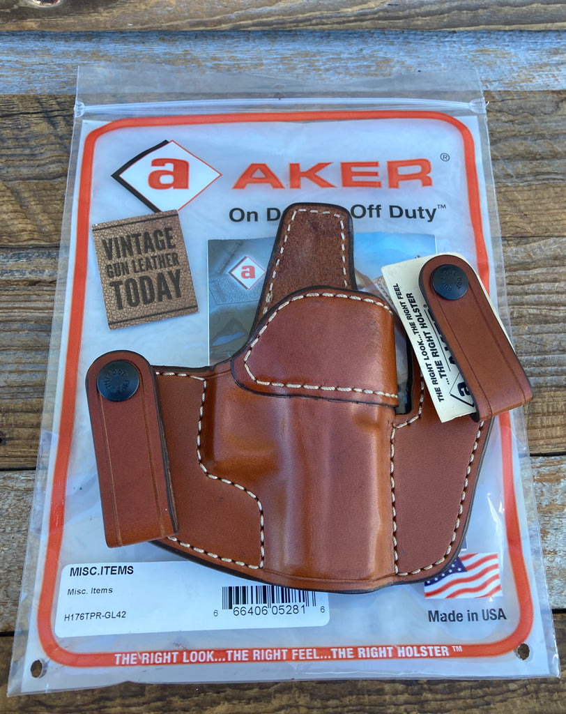 Discontinued AKER Brown Leather IWB Statesman Holster For GLOCK 42 G42 Right