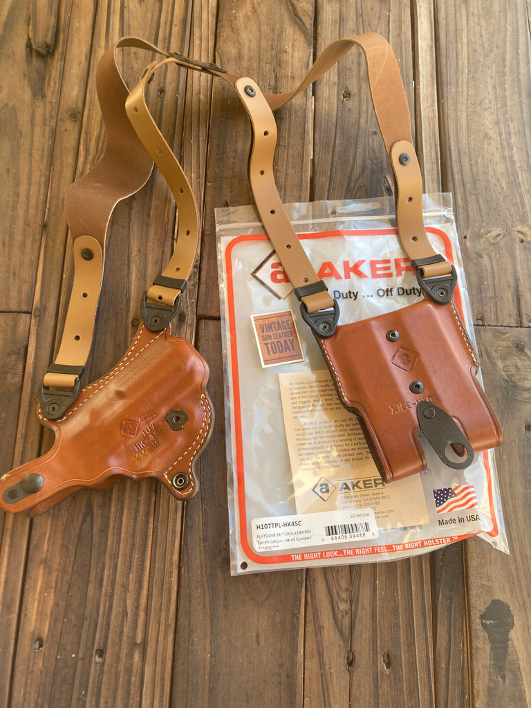 Discontinued AKER Flatsider Leather Shoulder Holster For H&K 45 Compact LEFT