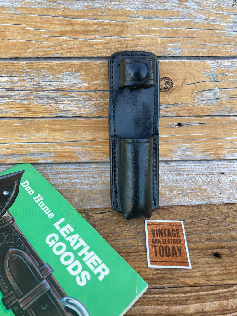 Don Hume Plain Black Leather Police Duty  Baton Pocket Holder For ASP w/ Strap