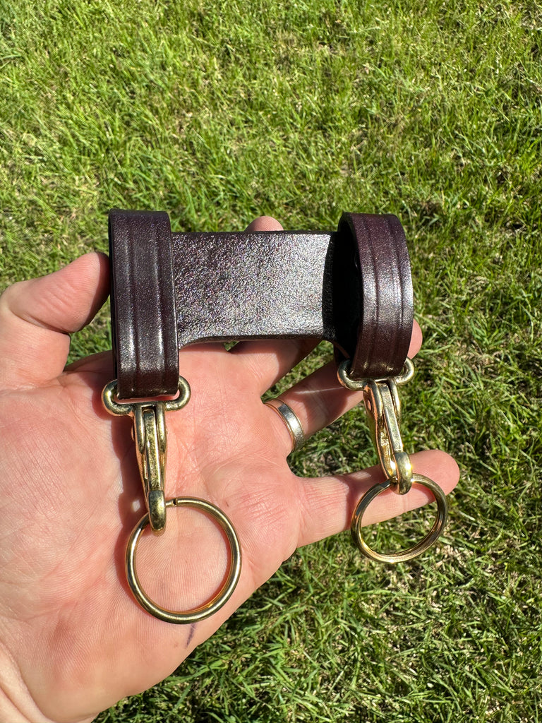 Don Hume Page Belt Keeper Double Cordovan Brown Keeper Strap w Key Holder Brass