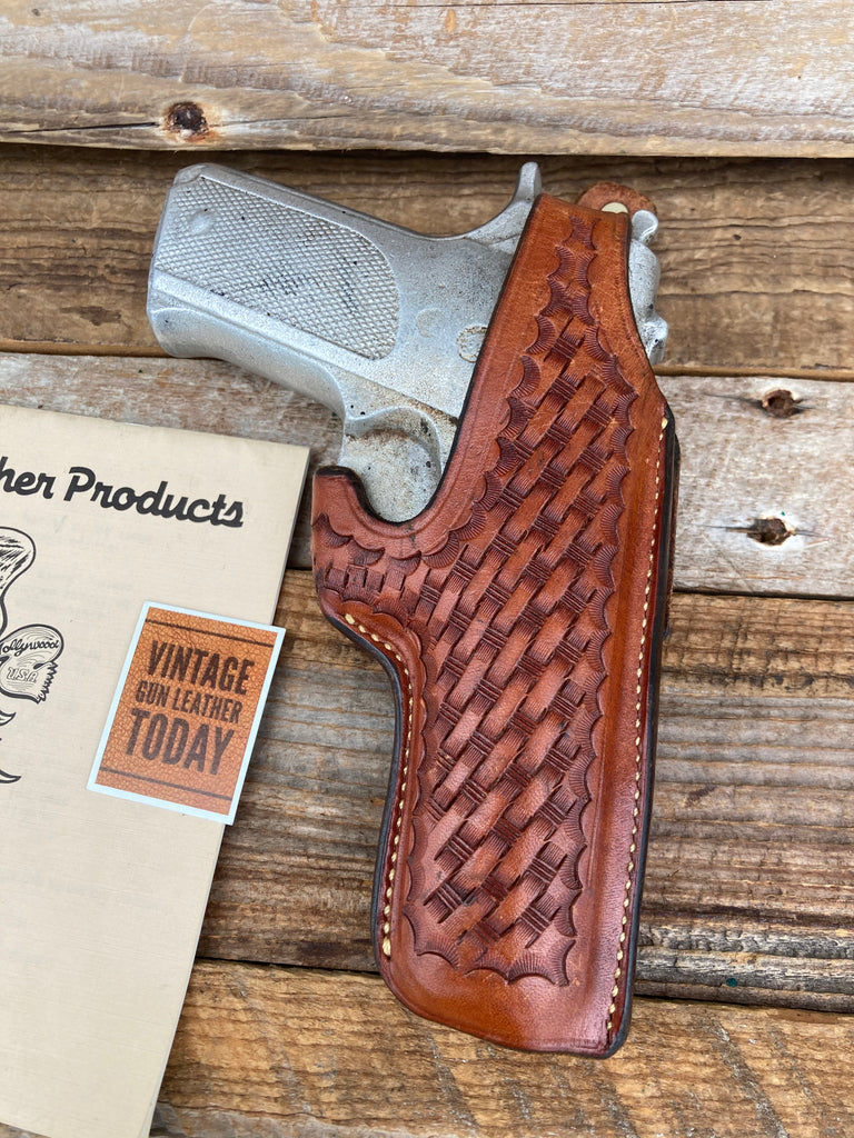 Alfonso's Brown Basketweave Leather OWB Holster for S&W 39 59 Cross Draw Strong