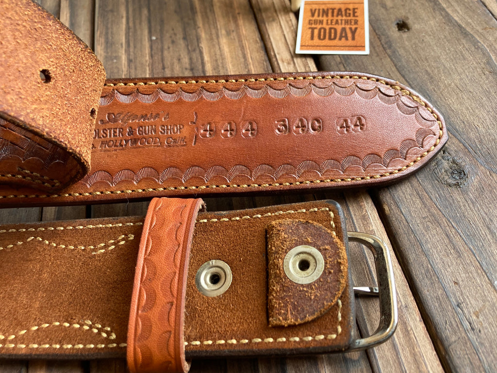 Alfonso's 34 Suede Lined Basketweave Leather Cartridge Gun Belt .44 .45 33" 37"