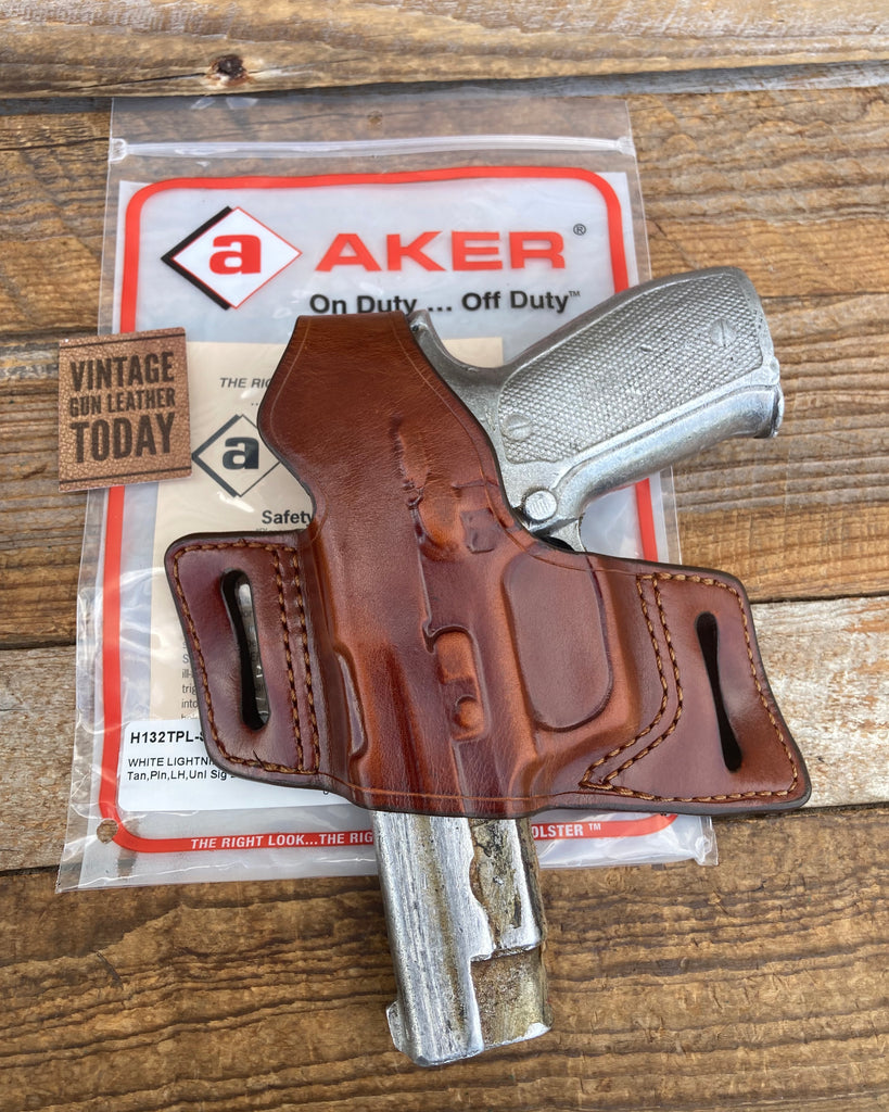 Vintage AKER Brown White Lightning Leather OWB Holster For Sig P220 P226 220 226