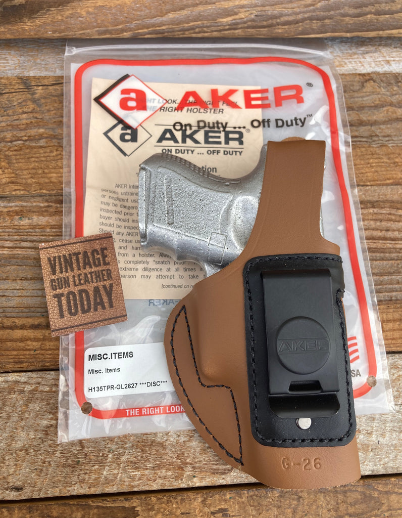 AKER Discontinued BROWN Leather IWB Spring Special Holster For GLOCK 26 27 33