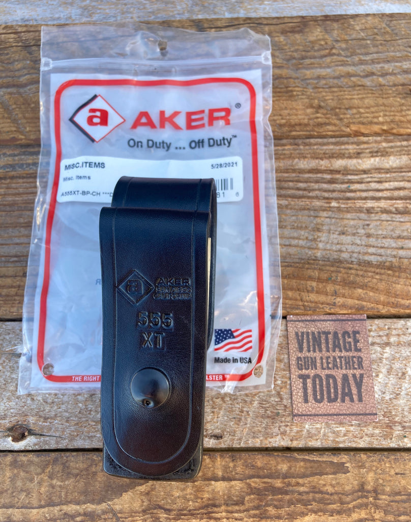 AKER  Black Leather Open Bottom Flashlight Holder Stinger XT 1 1/4" Light LED