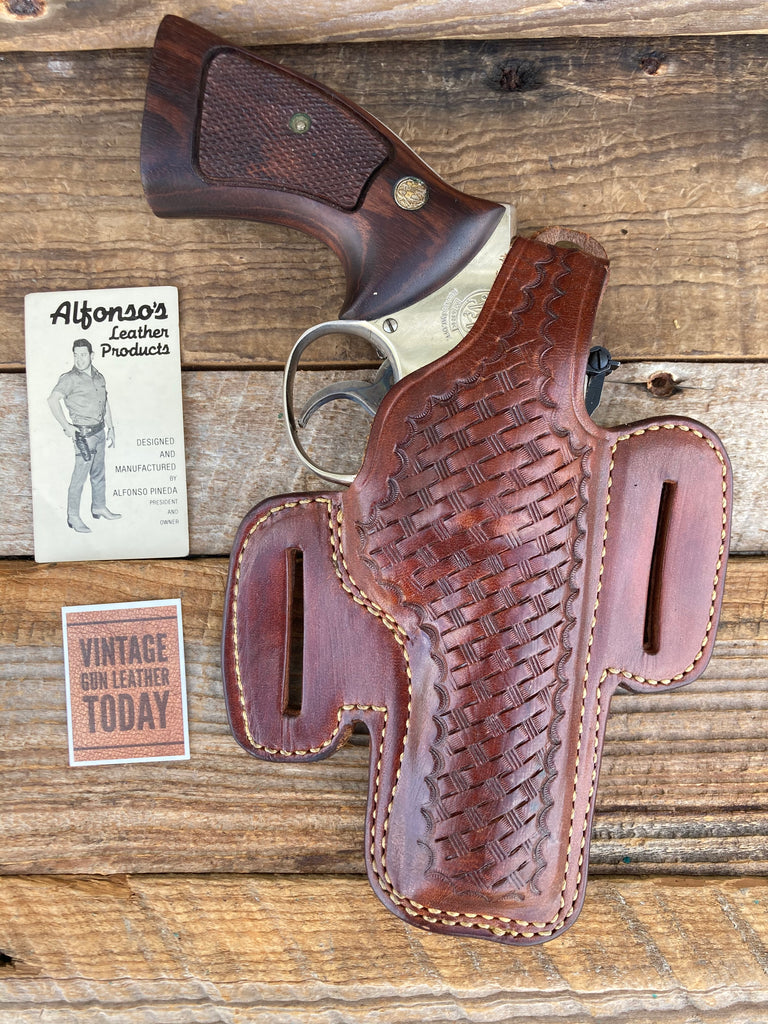 Alfonso's Brown Basketweave Leather Holster for S&W Medium K Frame 4" Revolver,