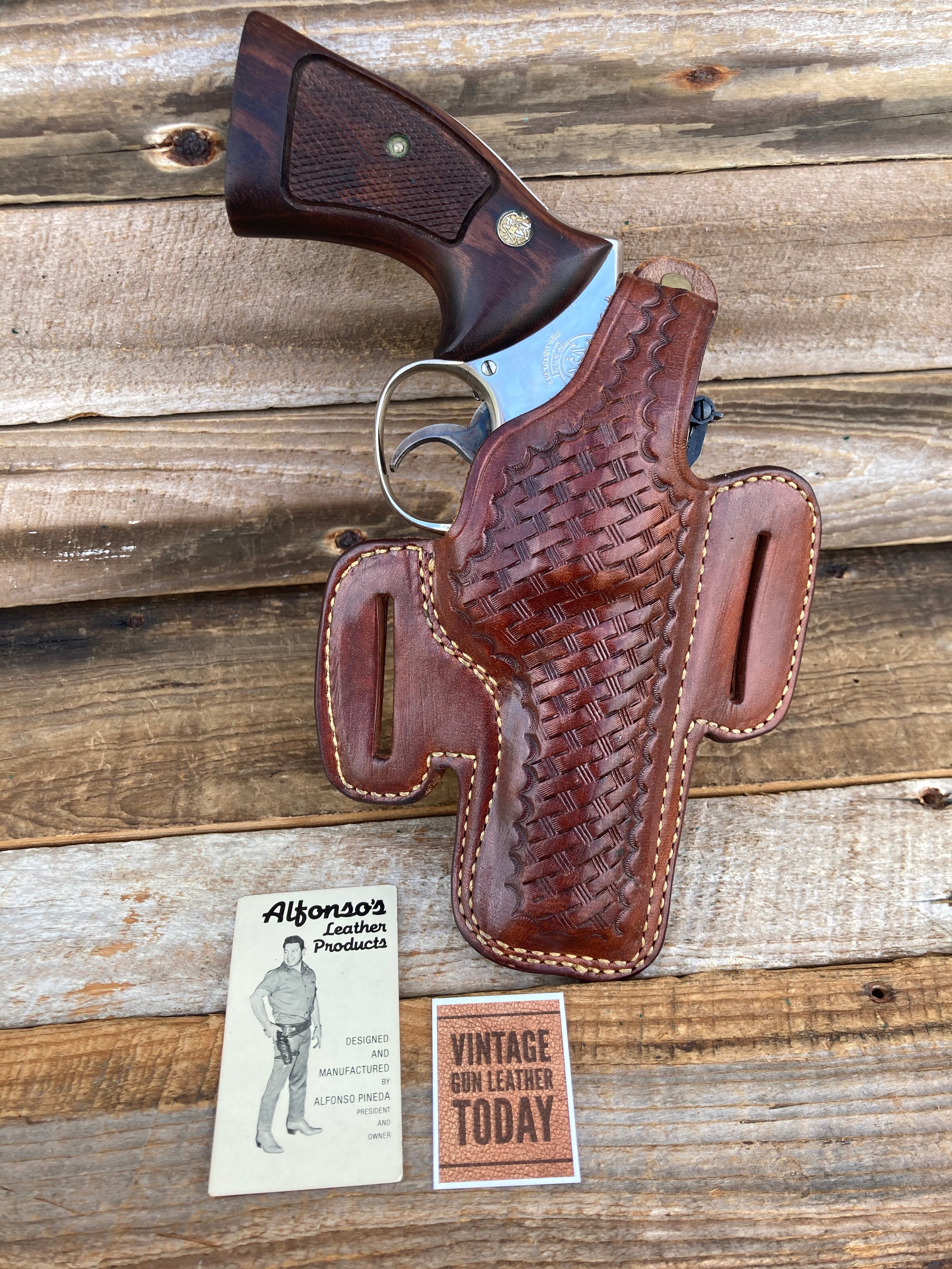 Alfonso's Brown Basketweave Leather Holster for S&W Medium K Frame
