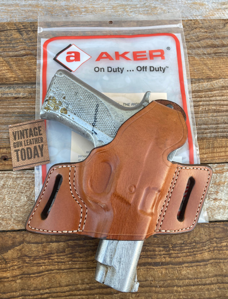 AKER Plain Brown Leather Left Draw OWB Holster For S&W 4006 CHP Bobbed Hammer