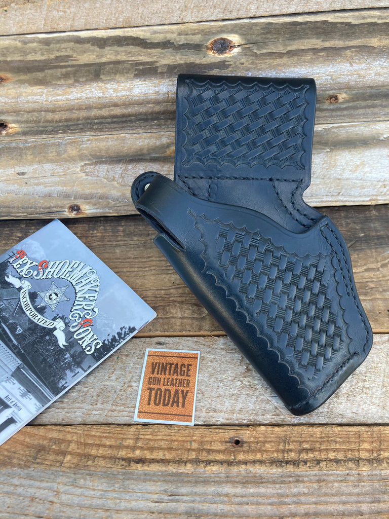 Tex Shoemaker Basketweave Leather 35K Border Holster For 2 1/2" L Frame Revolver