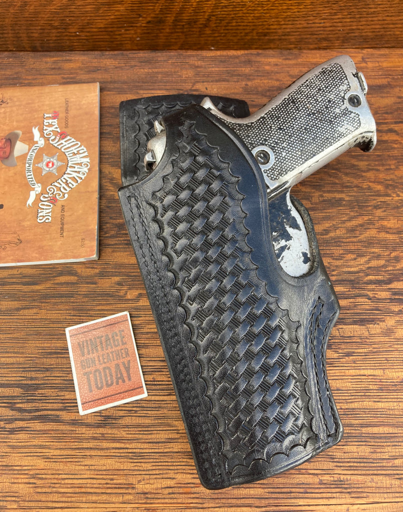 Vintage Tex Shoemaker Black Basketweave Left Holster For Browning BDA 9mm Sig