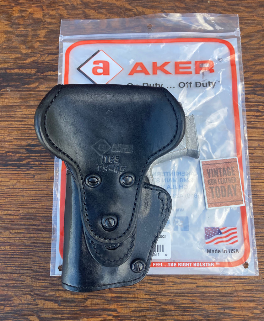 Vintage AKER S&W CS 45 Black Basketweave Duty Holster Lined Smith Chief Auto