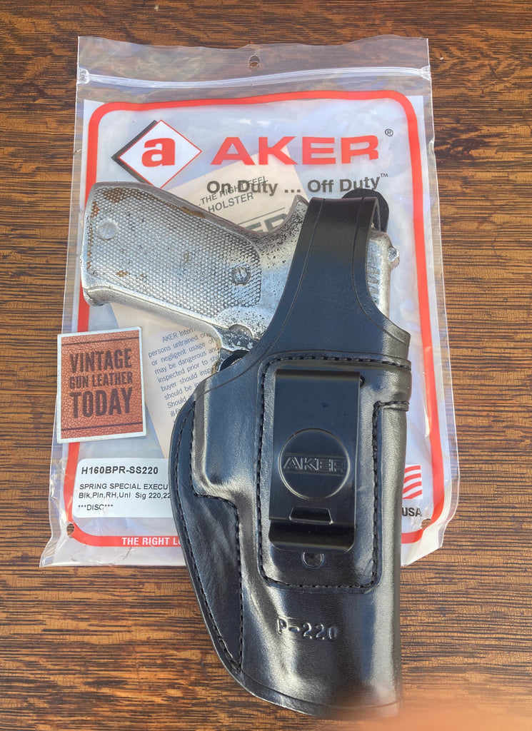 AKER Discontinued Black Leather IWB Spring Special Executive Holster For Sig 220