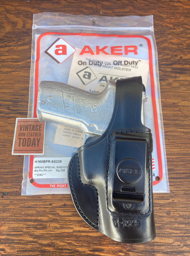 AKER Discontinued Black Leather IWB Spring Special Executive Holster For Sig 229