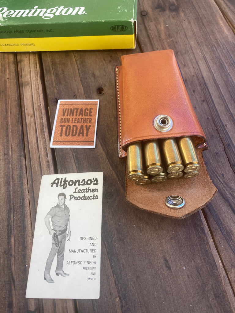 Vintage 1980s Alfonsos Plain Leather Rifle Cartridge Carrier Case 30 30 06 300