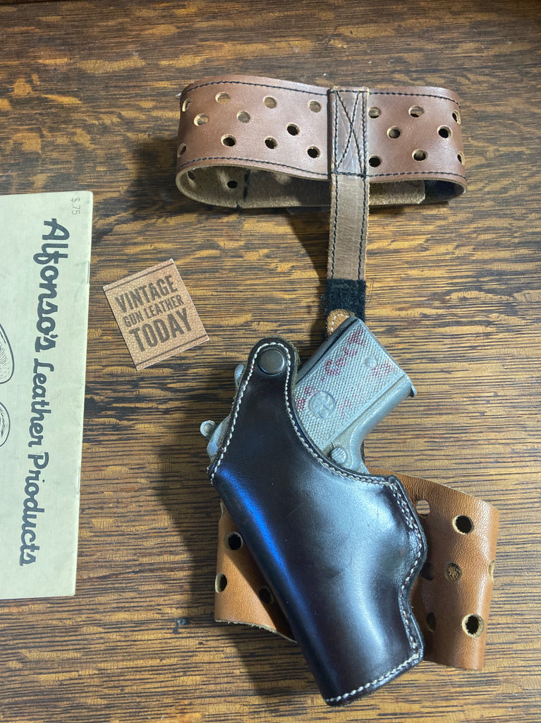 Vintage Alfonsos Leather Adjustable Ankle Holster For Colt Mustang .380 LEFT