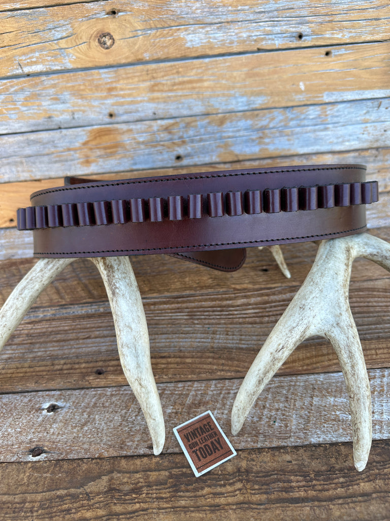 Kirkpatrick Brown Leather Suede Lined Western Cartridge Gun Belt Belt SZ 40 .38