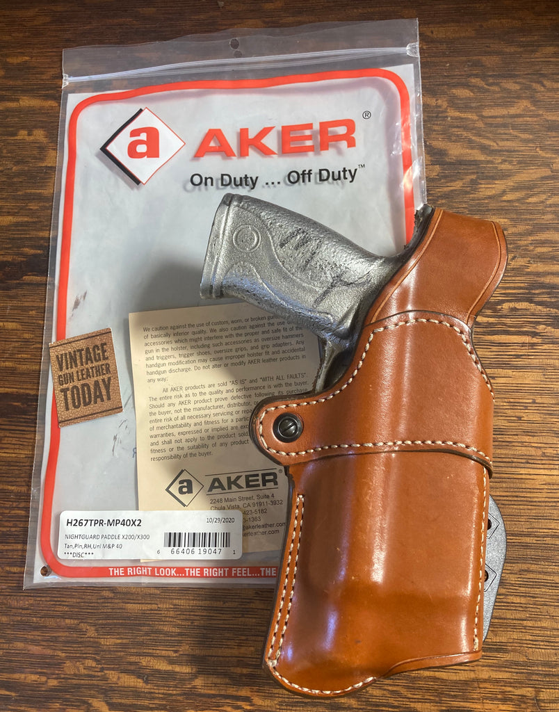 AKER Nightguard Brown Leather Paddle Holster For M&P 40 w/ x200 x300 Surefire