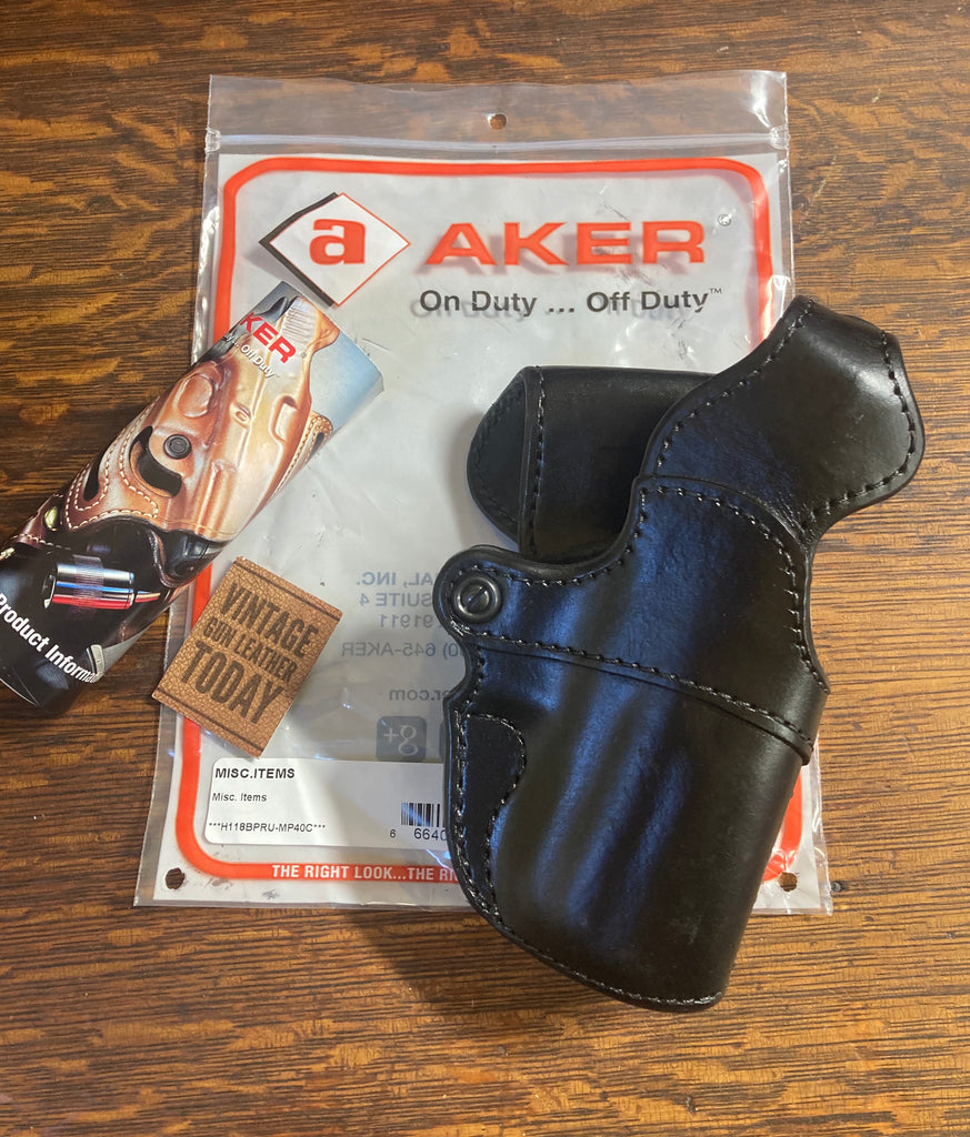 AKER Blue Line Drop Duty Holster Black Leather For Smith Wesson M&P Compact