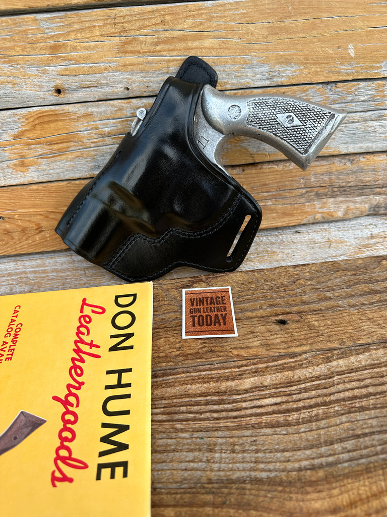 Vintage Don Hume Black Leather Cross Draw Holster For 2.5" S&W K Frame Revolver