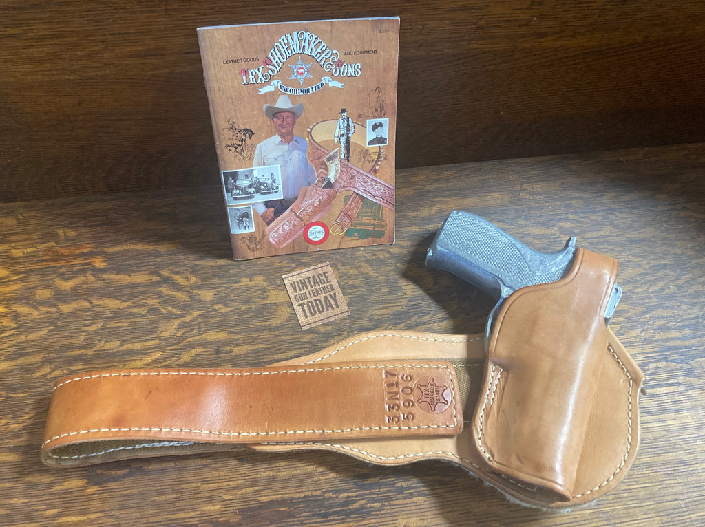 Vintage Tex Shoemaker Brown Leather Ankle Holster Rig For Smith Wesson 5906