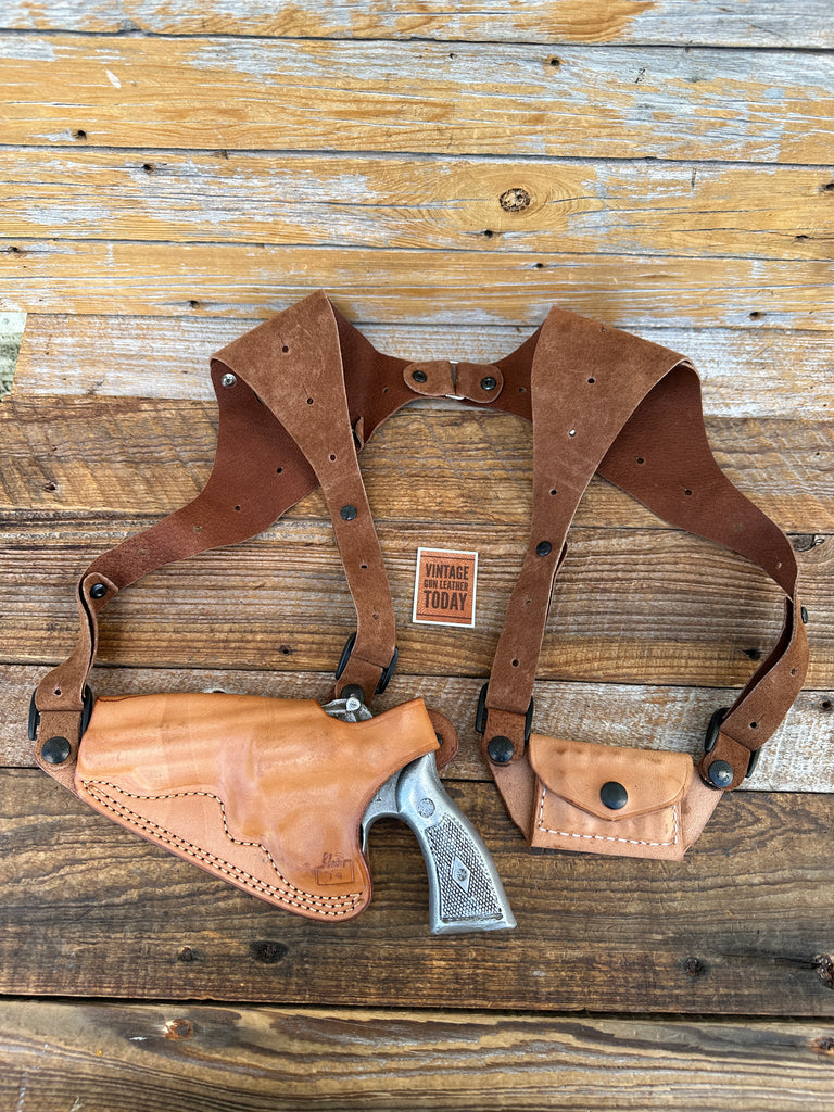 Vintage Desantis Brown Leather Shoulder Rig For S&W K Frame 4" Colt Ruger