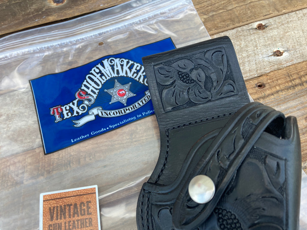 Vintage Tex Shoemaker Floral Carved Leather 50K Border Holster For S&W K Frame